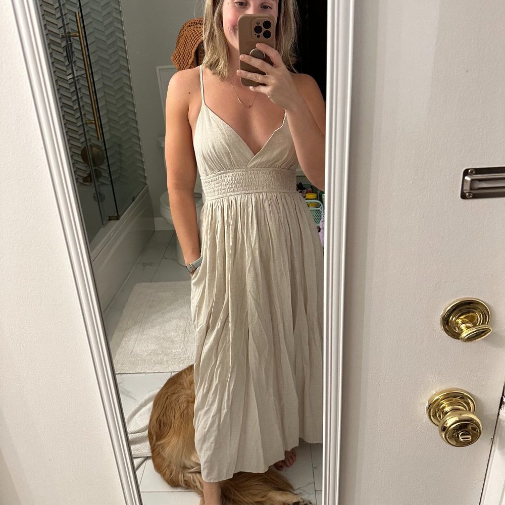 Z SUPPLY CHARM LINEN MIDI DRESS - FLAX